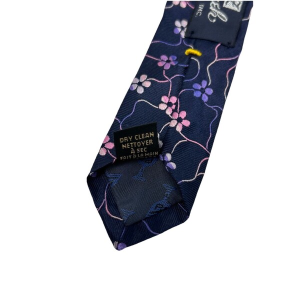 Dion Signature Men’s Blue Floral 100% Hand Crafted Silk Neck Tie  57.5" x 4" - Picture 7 of 8